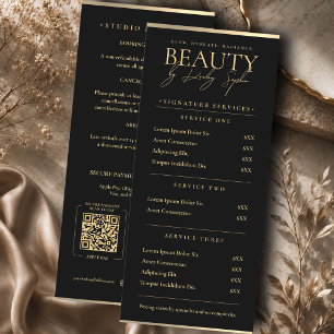 Luxus-Boutique-Beauty-Branding Schwarze Preisliste Menükarte