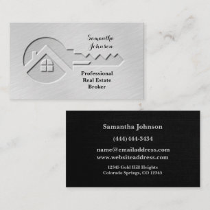 Luxus-Branding Silver Key Realtor Business Card Visitenkarte