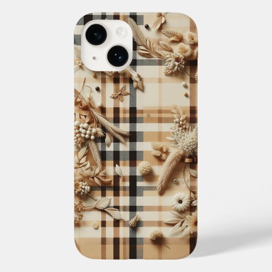Luxus-Braun-Karo-Handyhülle mit geschnitztem Herbs Case-Mate iPhone Hülle (Rückseite)