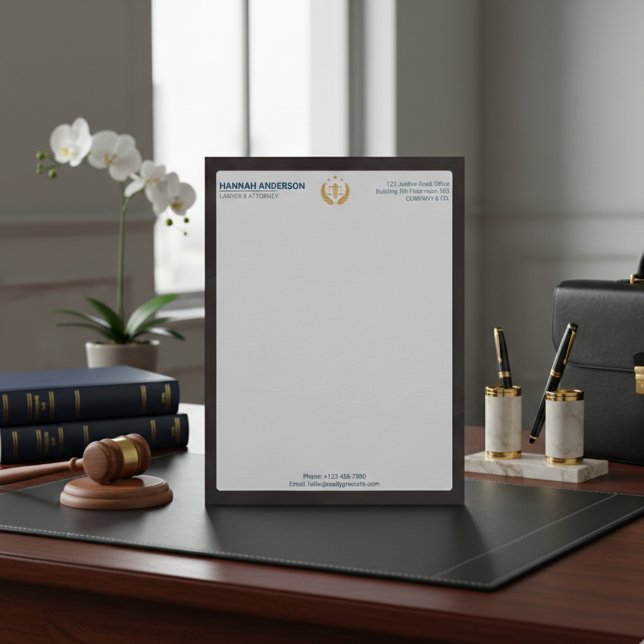 Luxus-Braun-Leder-Optik-Anwalt-Briefkopf   Briefbogen (Luxury Brown Leather Look Lawyer Letterhead for Law Firms)