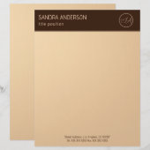 Luxus-Braun- und Gold-Monogramm Briefbogen (Vorne/Hinten)