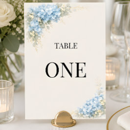 Luxus- Braune Blaue Hortensien-Hochzeitstisch-Numm Einladung