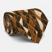 Luxus Brauner Gold Geometrischer Stein Krawatte (Gerollt)
