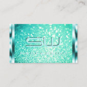 Luxus-Bright Aquamarin Glitzer Luminous Stars Init Visitenkarte (Vorderseite)