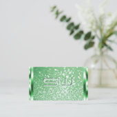 Luxus Bright Green Sparkle Glitzer Stars Initials Visitenkarte (Stehend Vorderseite)