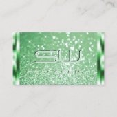 Luxus Bright Green Sparkle Glitzer Stars Initials Visitenkarte (Vorderseite)