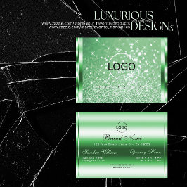 Luxus Bright Green Sparkle Glitzer Stars und Logos Visitenkarte