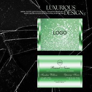 Luxus Bright Green Sparkle Glitzer Stars und Logos Visitenkarte
