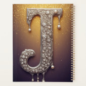 Luxus-Buchstabe J Monogramm in Diamant, Perle Gold Planer (Rückseite)