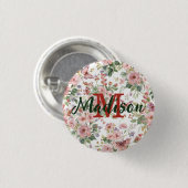 Luxus Bunt Wildblume Blume blauer Schmetterling Button (Vorne & Hinten)
