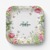 Luxus Bunt Wildblume Blume blauer Schmetterling Pappteller (Vorderseite)