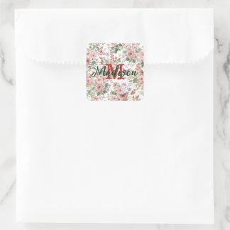 Luxus Bunt  Wildblume Blume blauer Schmetterling  Quadratischer Aufkleber