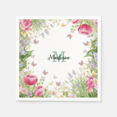 Luxus Bunt Wildblume Blume blauer Schmetterling Serviette (Vorderseite)