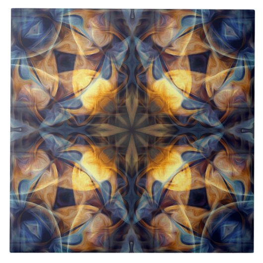 Luxus, buntes Ziermuster, marineblau Fliese (Vorderseite)