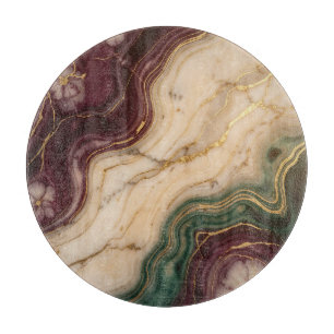 Luxus-Burgund-Emeraldgrün-Gold-Marmor-Blumenmuster Schneidebrett