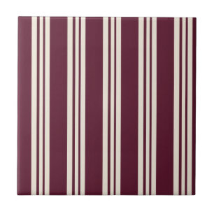 Luxus-Burgund-Ivory-Gestreift-Trendy-Modern Fliese