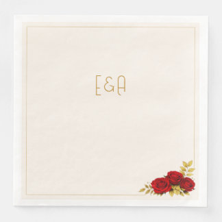 Luxus-Burgund- und Gold-Blumen-Hochzeitspapier-Ser Serviette