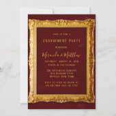 Luxus Burgund und Gold Royal Engagement Party Einladung (Vorderseite)