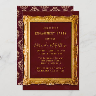 Luxus Burgund und Gold Royal Engagement Party Einladung