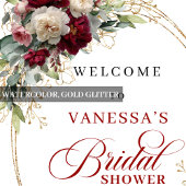 Luxus Burgund Weiß Blumig Boho Braut Dusche Poster