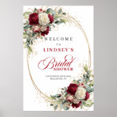 Luxus Burgund Weiß Blumig Boho Braut Dusche Poster (Vorne)