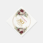 Luxus Burgunder Blumen 80. Geburtstag Servietten (Ecke)