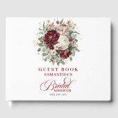 Luxus Burgunder Blumen Hochzeitsdusche Gästebuch (Vorderseite)