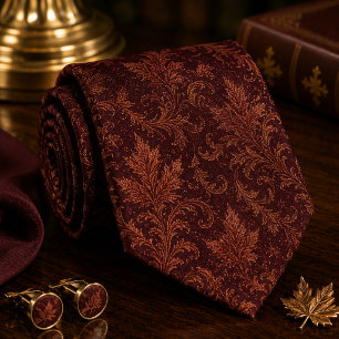 Luxus-Burgunder-Herbstlaub-Damaskus Krawatte