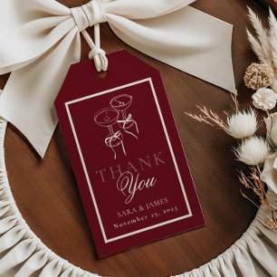 Luxus-Burgunder-Monogramm-Kalligrafie-Hochzeit Geschenkanhänger