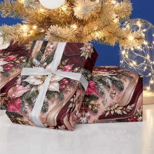 Luxus-Burgunder-Rosé-Fashion-Weihnachten Geschenkpapier