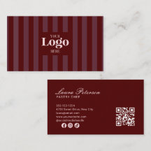 Luxus-Burgunder-Streifen Pâtisserie-Logo QR-Code