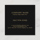 Luxus Business Floral Black Gold Quadratische Visitenkarte (Rückseite)