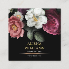 Luxus Business Floral Black Gold Quadratische Visitenkarte