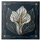 Luxus Calla Lily Pearl und Gold Fliese (Vorderseite)