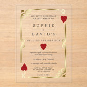 Luxus Casino Las Vegas Poker Hochzeit Gold Acryleinladungen (Vorderseite)