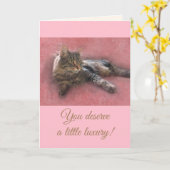 Luxus Cat On Pink Geburtstag Karte (Gelbe Blume)