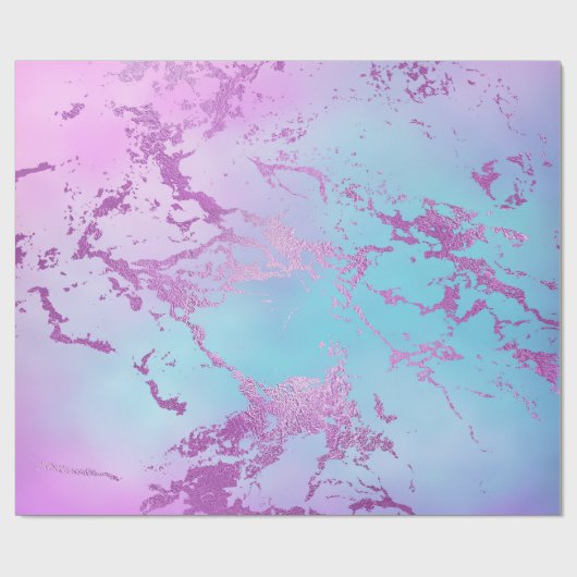 Luxus Celestial Blue Pink Lila Marmor Geschenkpapier (Flach)