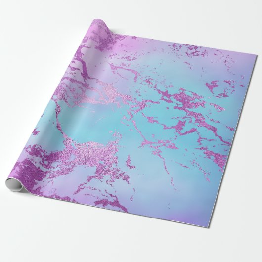 Luxus Celestial Blue Pink Lila Marmor Geschenkpapier (Ungerollt)