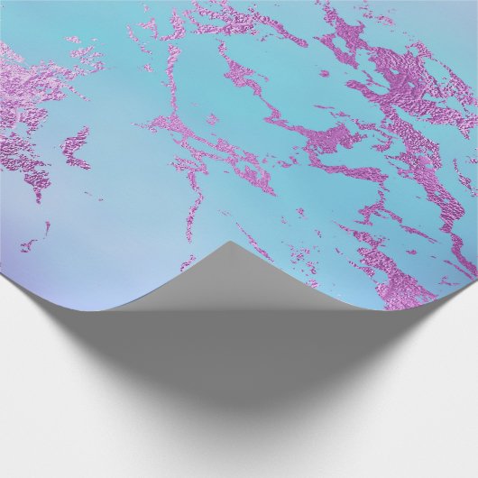 Luxus Celestial Blue Pink Lila Marmor Geschenkpapier (Ecke)