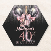 Luxus Champagne 40. Geburtstag Personalisiert Untersetzer (Vorderseite)