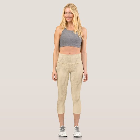 Luxus Champagne Gold Glitzer Marmor Capri Leggings (Vorderseite)
