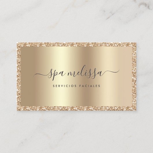 Luxus Champagne Gold Glitzer Script Monogram Chic Visitenkarte (Vorderseite)