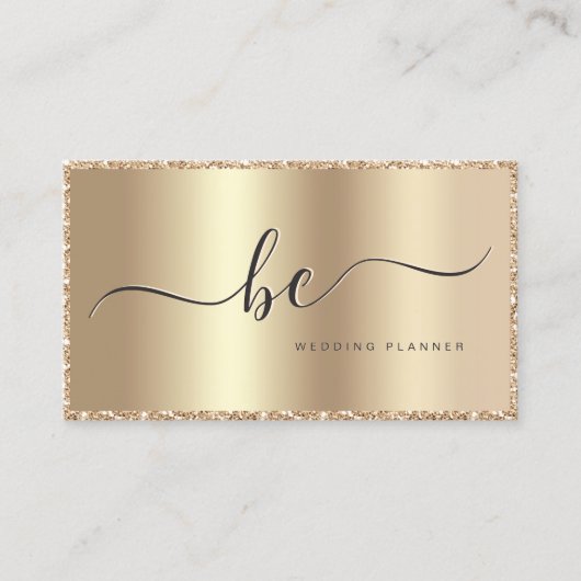 Luxus Champagne Gold Script Monogram Modern Visitenkarte (Vorderseite)