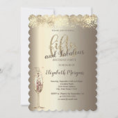 Luxus Champagner Glass Gold Confetti 50. Geburtsta Einladung (Vorderseite)