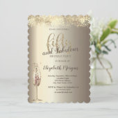 Luxus Champagner Glass Gold Confetti 50. Geburtsta Einladung (Stehend Vorderseite)