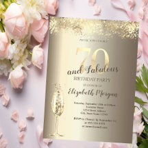 Luxus Champagner Glass Gold Confetti 70. Geburtsta