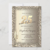 Luxus Champagner Glass Gold Confetti Rahmen 25. Einladung (Vorderseite)