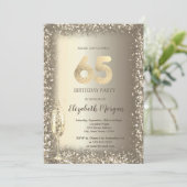 Luxus Champagner Glass Gold Confetti Rahmen 65. Einladung (Stehend Vorderseite)