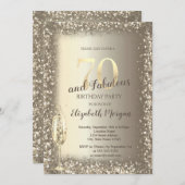Luxus Champagner Glass Gold Confetti Rahmen 70. Einladung (Vorne/Hinten)
