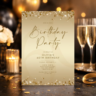 Luxus Champagner Gold 60. Geburtstag Einladung